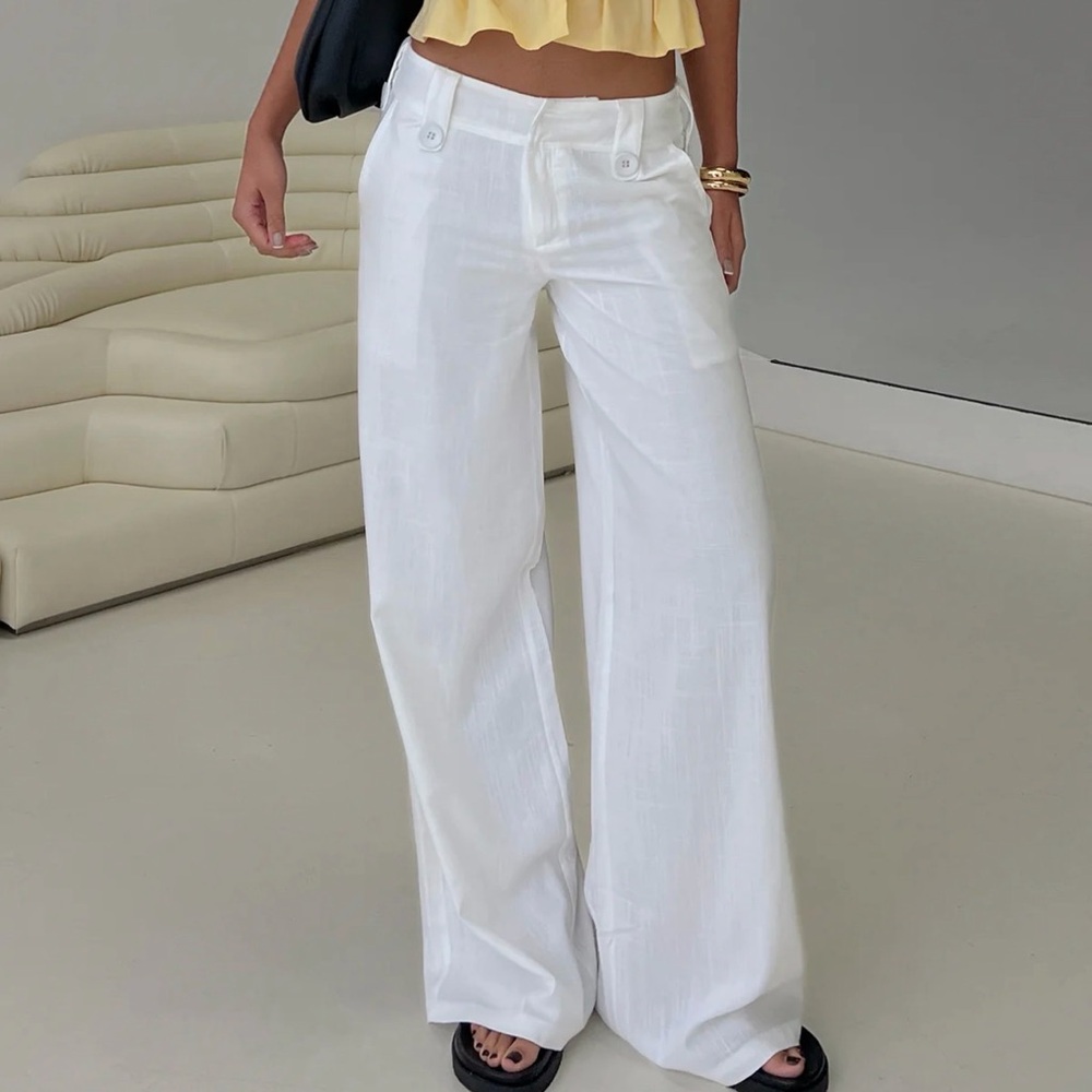 Pedra White Wide-Leg Pants